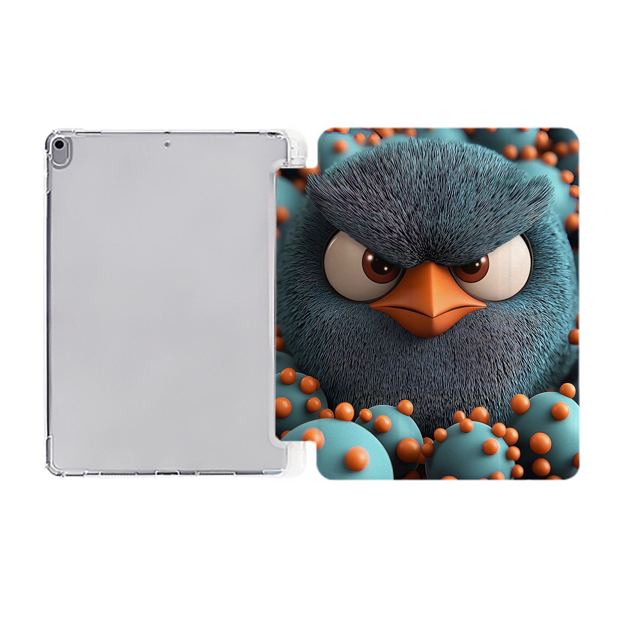 （画像用） Angry Birds アングリーバード IPad ケース ペン収納付き 三つ折りスタンド PUレザー×シリコン 対応機種9.5/10.5/10.9インチ